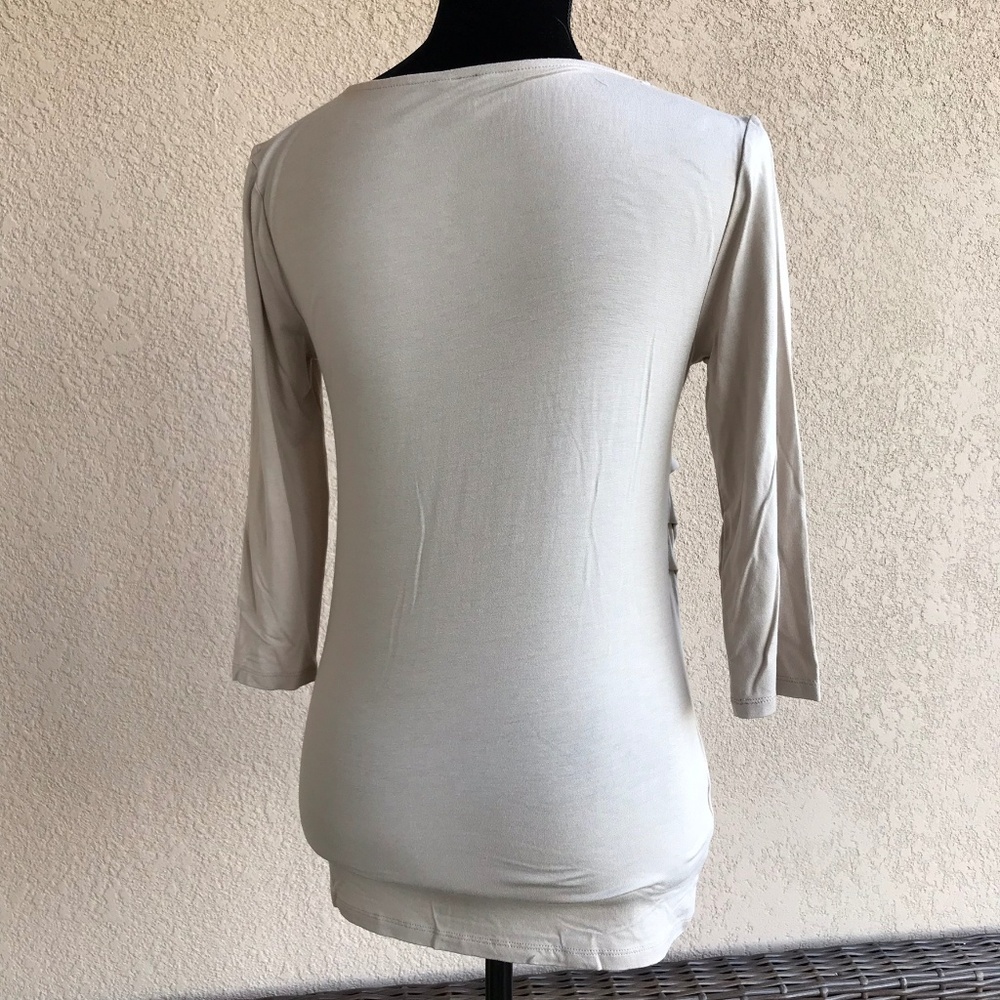 Ann Taylor Petite Faux Wrap Top 3/4 Sleeve Rayon M - Picture 2 of 5